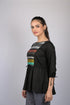 cotton top for women party wear and stylish and trending tops Black Front Patch Work Tunic Style Top (OTL-TPS1097)